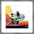 Vintage Cyclist With Colored Swoosh Poster Print Speed Demon Framed Print