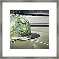 Vintage Helmet On Jeep Hood Framed Print