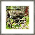 Vintage Horse Carriage In A Flower Bed Framed Print