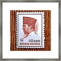 Vintage Indonesia Stamp Framed Print