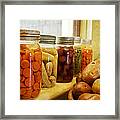 Vintage Jars On A Kitchen Window Framed Print
