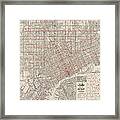 Vintage Map Of Detroit Michigan From 1947 Framed Print