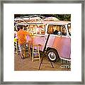 Vintage Pink Volkswagen Bus Framed Print