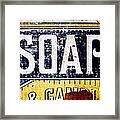 Vintage Soap Crate In Country Yellow And Blue Framed Print