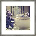 Vintage Tea Set With Purple Flowers Framed Print