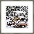 Vintage Tow Truck In The Snow Framed Print
