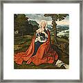 Virgin And Child Seated Before An Extensive Landscape Framed Print