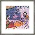 Vishnu And Lakshmi Float Across Cosmos Framed Print