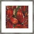 Vivid Red Lily On Gold Framed Print