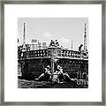Vizcaya Breakwater Ship Bow And Skyline Biscayne Bay Coconut Grove Miami Florida Black And White Framed Print