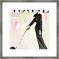 Vogue Cover Featuring A Woman Walking A Dog Framed Print
