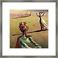 Vogue Cover Illustration Of A Woman With Flowers Framed Print