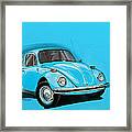 Volkswagen Beetle Vw Blue Framed Print