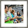 Volunteers Serving Healthy Hot Meal At Soup Kitchen Framed Print