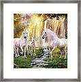 Waaterfall Glade Unicorns Framed Print