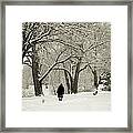 Walking The Dog In A Winter Wonderland Framed Print