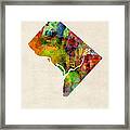 Washington Dc District Of Columbia Watercolor Map Framed Print