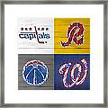 Washington Dc Sports Fan Recycled Vintage License Plate Art Capitals Redskins Wizards Nationals Framed Print