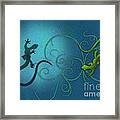 Water Colour Print Of Twin Geckos And Swirls Duality Framed Print