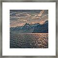 Water Sky And Mountains Framed Print