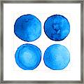 Watercolor Blue Grunge Circle Framed Print