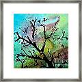Watercolor Sky And Cherry Blossoms Framed Print