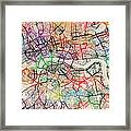 Watercolour Map Of London Framed Print