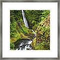 Waterfalls Plunging Through Green Framed Print