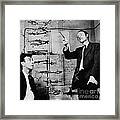 Watson And Crick With Dna Model Framed Print