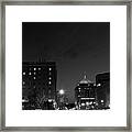 Wausau After Dark With The Crescent Moon Looking On Framed Print