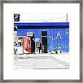 Weathered Fuelling Station In The Desert Framed Print