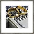 Wedding Rings And Stack Of Money Framed Print