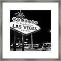 Welcome To Fabulous Las Vegas - Neon Sign In Black And White Framed Print