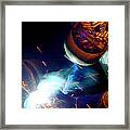Welder On Times Square In Nyc Framed Print