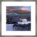West Quoddy Head Lighthouse Winters Dusk Afterglow Framed Print