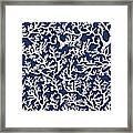 White Coral On Blue Pattern Framed Print
