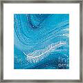 White Spiritual Feather On Pale Blue Wave By Carolyn Bennett Framed Print