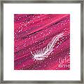 White Spiritual Feather On Pink Streak By Carolyn Bennett Framed Print