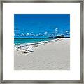 White Turquoise And Blue Framed Print