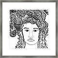 Wild Hair Portrait In Shapes And Lines Framed Print