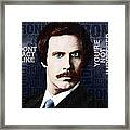 Will Ferrell Anchorman The Legend Of Ron Burgundy Words Color Framed Print