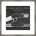 Winchester Firearm Patent Drawing From 1888- Dark Framed Print