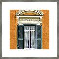 Window Of Rome With Green Wood Shutters Framed Print