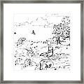 Winnie The Pooh By The Creek   After E H Shepard Framed Print