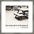 Winter At The Park With A Snow-covered Table Framed Print