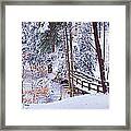 Winter Footbridge Cleveland Metro Framed Print