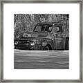 Winter Truck In Black And White Framed Print