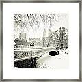 Winter's Touch - Bow Bridge - Central Park - New York City Framed Print