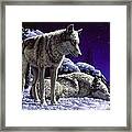 Wolf Painting - Night Watch Framed Print