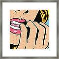 Woman Biting Fingernails Framed Print